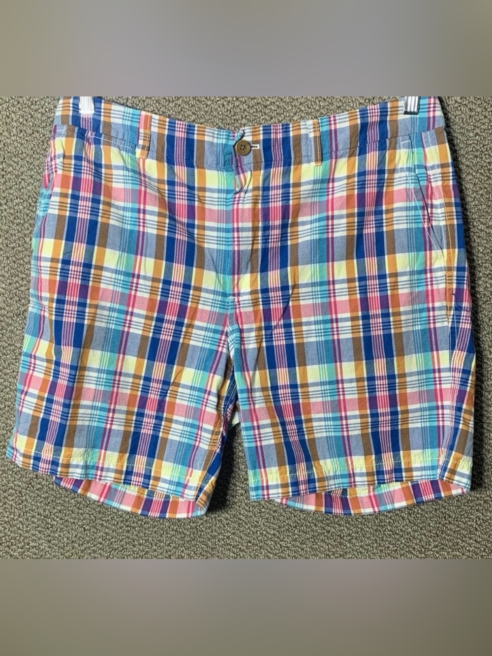 J. Crew Womens 100% Cotton Shorts in RARE Plaid with Pockets & Button Flat Front
